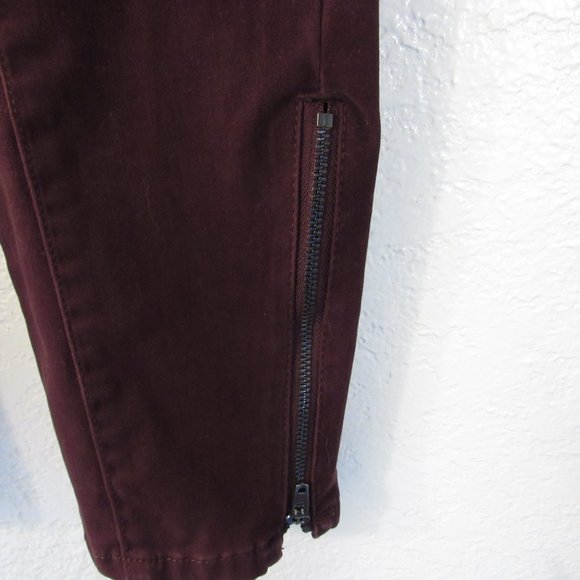 Wine Stretch Skinny Leg Jeans Zip Ankle Sz 4 R - Picture 5 of 13